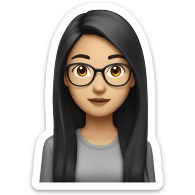 Asian software engineer in her 20s with glasses and long black hair sticker