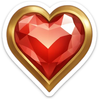 Red heart diamond with gold border sticker