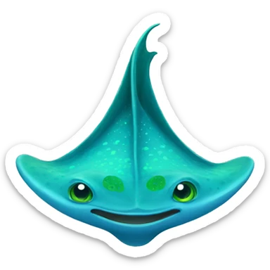 blue stingray with green designs sticker