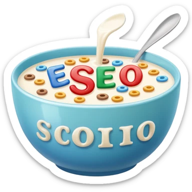 milk with letter cereals inside spelling SEO sticker