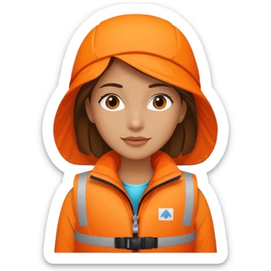 female wearing life jacket sticker