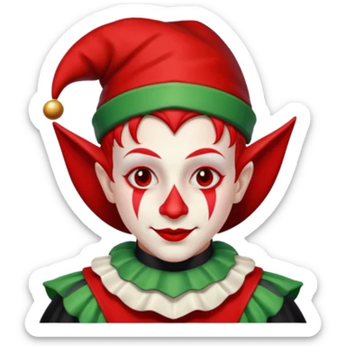 Jester, black and red and white sticker