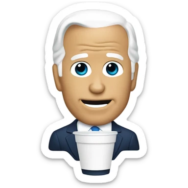 joe biden holding a white foam cup sticker