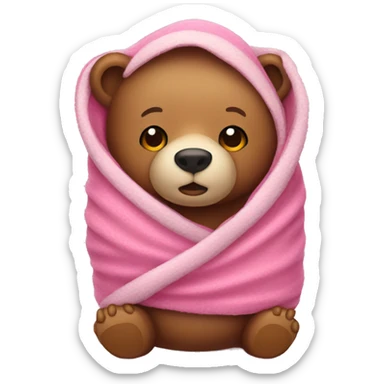 bear wrapped in pink blanket sticker