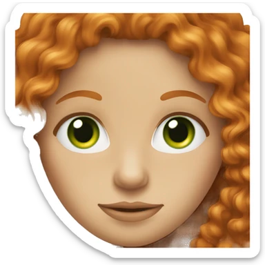 Long curly ginger hair on women with green eyes  sticker