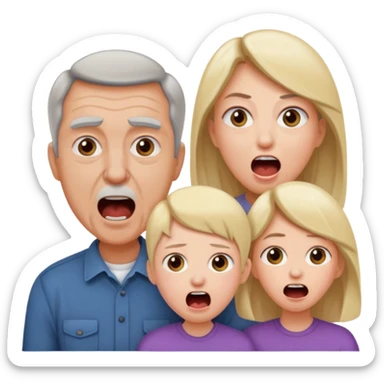 HAZ UNA FAMILIA GRITANDO, MI NOVIA, MI OPAPA. MI MAMA Y YO. CARA DE GRITOS FUERTEES sticker