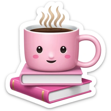 Pink Books and Cute Coffee  sticker