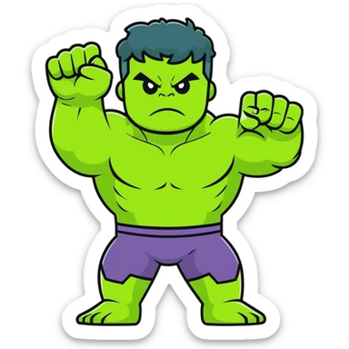 happy hulk superhero waving for kids sticker