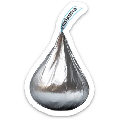 Photo Realistic Hershey Kiss candy in a silver wrapping  sticker
