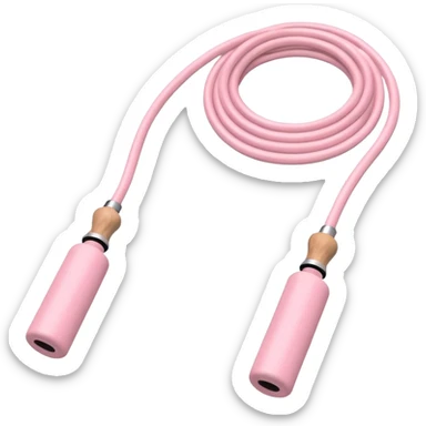 Pastel pink skipping rope with wooden handles, minimal background sticker