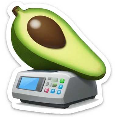 un aguacate con una computadora sticker