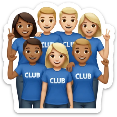 Group of people wearing tshirts that say club sticker