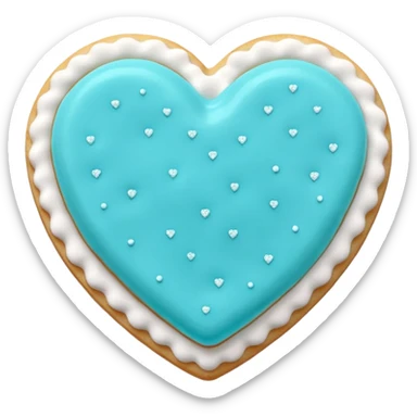 Realistic shortbread cookie in the shape of a heart with Tiffany blue color jelly middle filling and sprinkled powder sugar on top. sticker