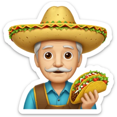 old man with taco hat sticker