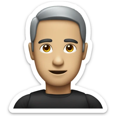 make an emoji with the face of a half-robot man wearing black office clothes sticker