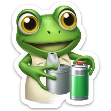 Gorgeous female Frog with a can of spray paint  sticker