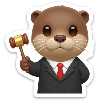 serious otter head with a judge's gavel sticker