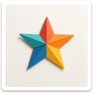 origami paper stars, vibrant colors, crisp paper texture, white background sticker