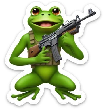 Frog with an ak47 sticker