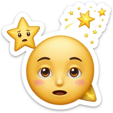 shooting star emoji with a sarcastic, exasperated face, rolling its eyes, frustrated humorous expression sticker