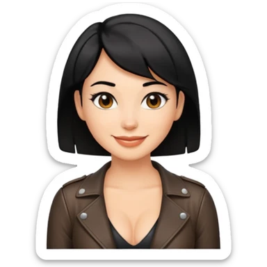 Woman in leather short hair cleavage dim sticker