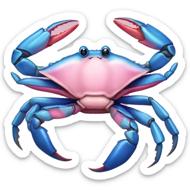 Blue crab with pink bow sticker