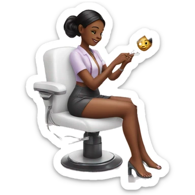 Girl getting a manicure at nail salon sticker