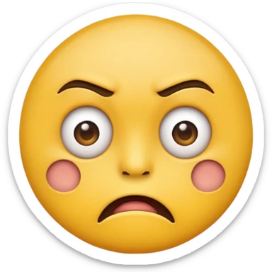 W shaped mouth but annoyed eyes on classic yellow circle emoji sticker