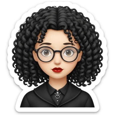 curly gothic girl with glasses sticker