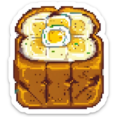 a piece of bread with mayonnaise sticker