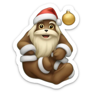 Singe sur un sapin de Noël sticker