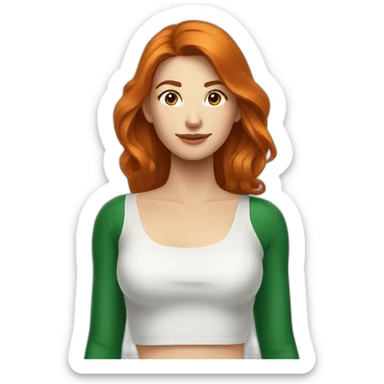 Rousse foncé avec un crop top vert sticker