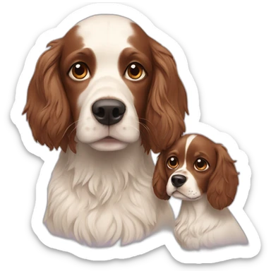 Spaniel dog and boy sticker