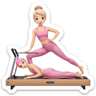pilates beige reformer girl with pink set of clothes.  sticker