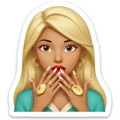 Big lips long nails bestie circle head biting her 1 nail sticker