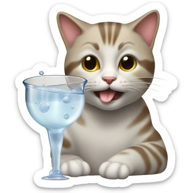 cat drinking tris sticker