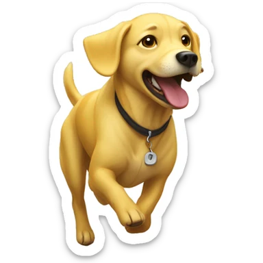 Yellow dog runnjng sticker