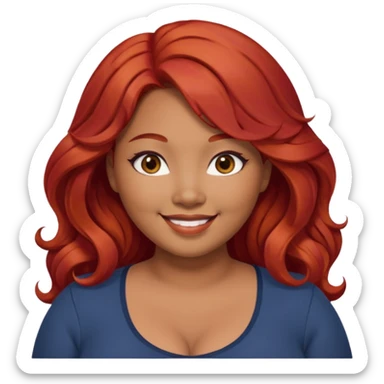 Plus size red hair brown face small eyes long hair Asian eyes small eyes wavy hair sticker