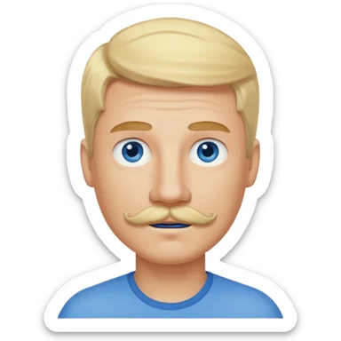 guy with blond hair, mustache, and blue eyes sticker