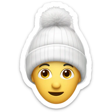 White winter hat with Pom Pom  sticker
