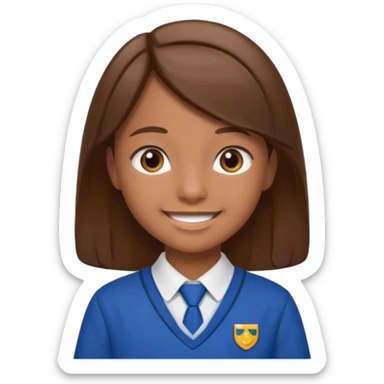 Primary school child with brown hair in a school uniform sticker