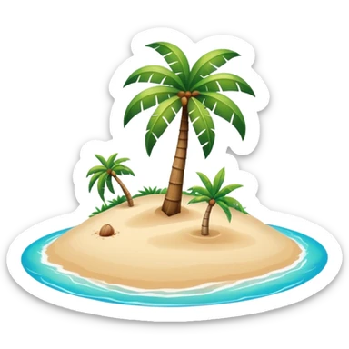island with a coconut tree and beach sticker