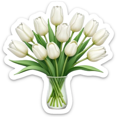 White tulips bouquet sticker