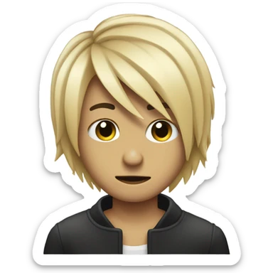 Emo hair swoop with head in hand sticker