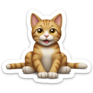A cat lies on the ground hands on the checks and legs crossed in the back and face to the camera smiling  sticker