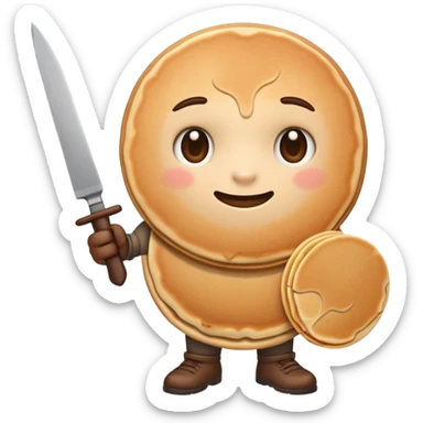Assiette avec un pancake qui tiens un couteau dans une main sticker