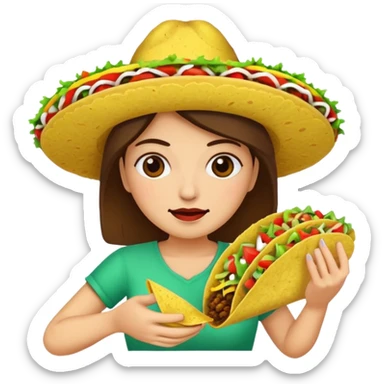 taco eating woman sticker