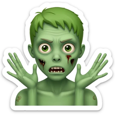 suprised zombie, hands on cheeks sticker