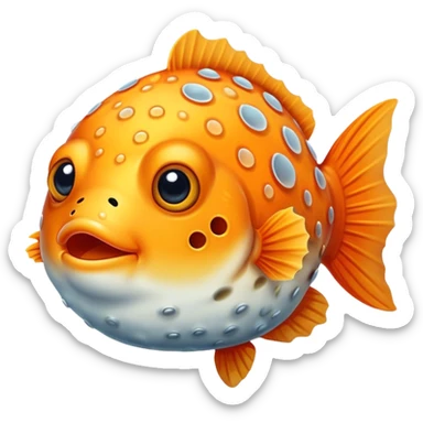 All Orange Puffer fish sticker