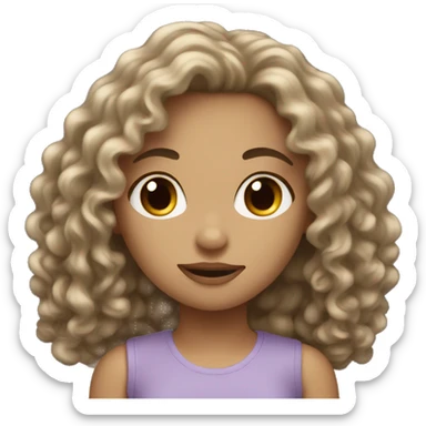 girl with long curly hair and light skin ￼ sticker